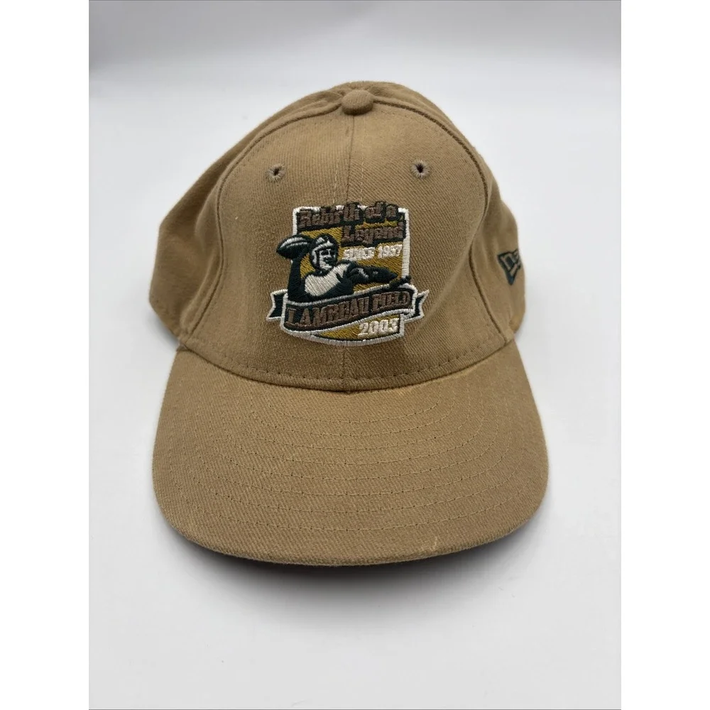 Vintage Green Bay Packers New Era 2003 Lambeau Field Hat Strapback Brown NFL
